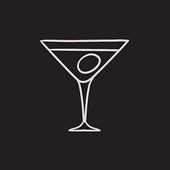 Image showing Cocktail glass sketch icon.