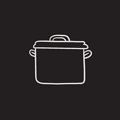 Image showing Saucepan sketch icon.