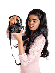 Image showing Beautiful woman taking pictures.