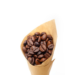 Image showing espresso coffee beans on a paper cone