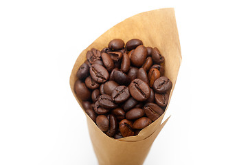 Image showing espresso coffee beans on a paper cone