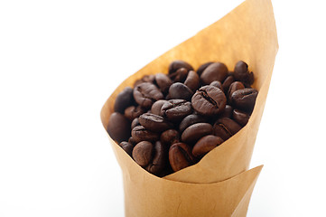 Image showing espresso coffee beans on a paper cone