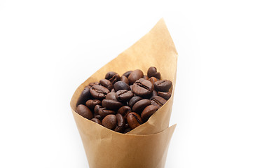 Image showing espresso coffee beans on a paper cone