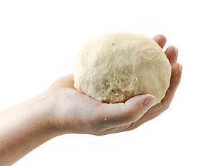 Image showing fresh dough ball in human hand