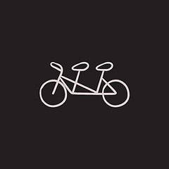 Image showing Tandem bike sketch icon.