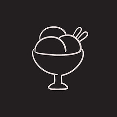 Image showing Cup of an ice cream sketch icon.