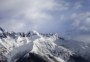 Image showing Snow mountain and gray sky at winter evening