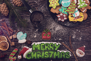 Image showing Gingerbreads and coffee