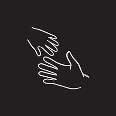 Image showing Hands of parent and child sketch icon.