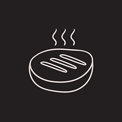 Image showing Grilled steak sketch icon.