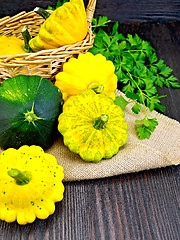 Image showing Squash fresh with parsley on dark board