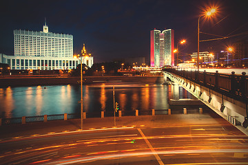 Image showing Night landscape with the Moscow River, the Kalinin (Novoarbatsky