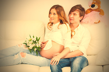 Image showing pregnancy. future father and mother waiting