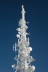 Image showing Transmitter tower frozen in winter frost