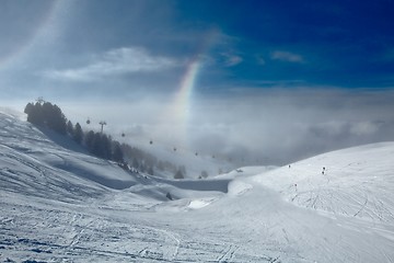 Image showing Skiing slopes, majestic Alpine landscape