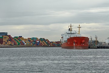 Image showing Industrial ships in port