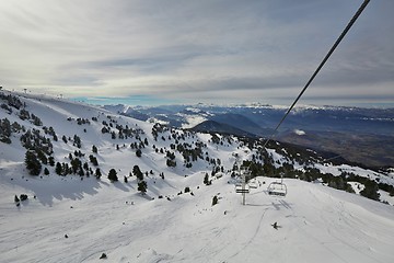 Image showing Skiing slopes from the top