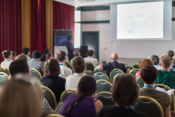 Image showing Audience in lecture hall participating at business conference.