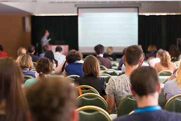 Image showing Audience in lecture hall participating at business conference.