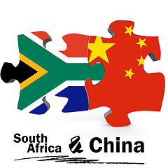 Image showing China and South Africa flags in puzzle 