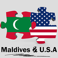 Image showing USA and Maldives flags in puzzle 