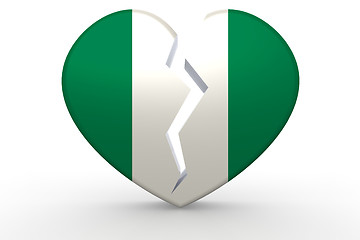 Image showing Broken white heart shape with Nigeria flag