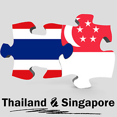 Image showing Thailand and Singapore flags in puzzle 
