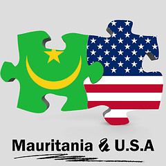 Image showing USA and Mauritania flags in puzzle 