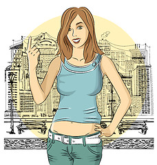 Image showing Vector happy woman