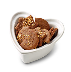 Image showing gingerbread cookies in white bowl