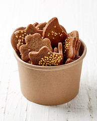 Image showing gingerbread cookies in brown paper cup