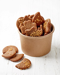 Image showing gingerbread cookies in brown paper cup