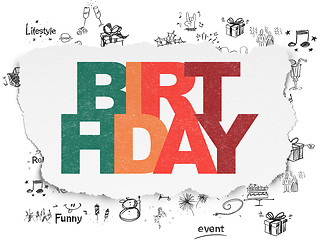 Image showing Holiday concept: Birthday on Torn Paper background