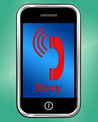 Image showing Busy Icon On Mobile Phone Shows Engaged Connection