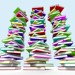 Image showing Three Stacks Of Books Representing Learning And Education