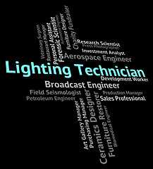 Image showing Lighting Technician Shows Skilled Worker And Artisan