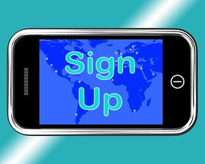 Image showing Sign Up Mobile Message Shows Online Registration 