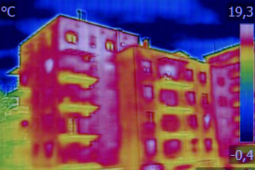 Image showing Infrared thermovision image showing lack of thermal insulation o