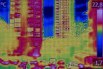 Image showing Infrared thermovision image showing lack of thermal insulation o