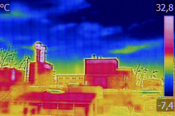 Image showing Infrared thermovision image showing lack of thermal insulation o