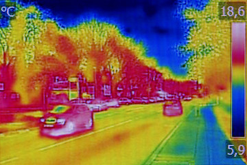 Image showing Infrared thermovision image showing lack of thermal insulation o