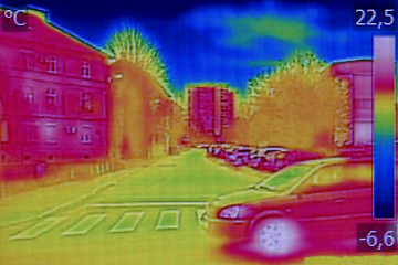 Image showing Infrared thermovision image showing lack of thermal insulation o