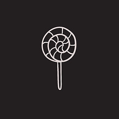 Image showing Spiral lollipop sketch icon.