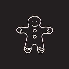 Image showing Gingerbread man sketch icon.