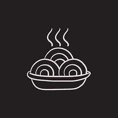 Image showing Hot meal in plate sketch icon.