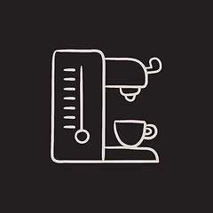 Image showing Coffee maker sketch icon.