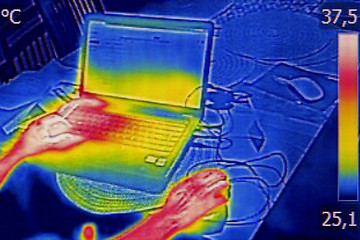 Image showing Infrared thermography image showing the heat emission when woman