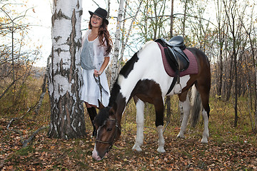 Image showing Young Woman And Horse