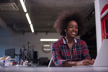 Image showing portrait of a young successful African-American woman in modern 