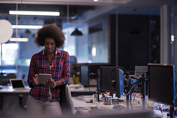 Image showing portrait of a young successful African-American woman in modern 